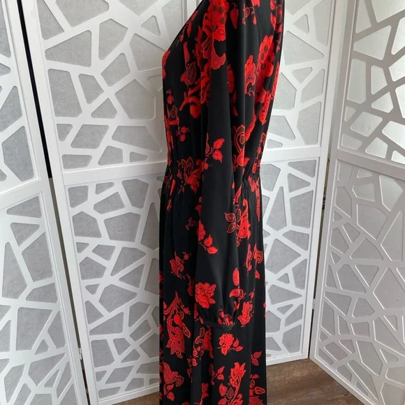 Tory Burch Floral Jersey Dress in Black Mountain Paisley sz L Large - Picture 7 of 16